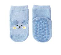 Chaussettes douces pour bébé avec de jolis motifs de dessin animé, pour les tout-petits, respirantes, confortables pour apprendre à marcher en intérieur, convient aux enfants de 0 à 5 ans, bleu, 1-3