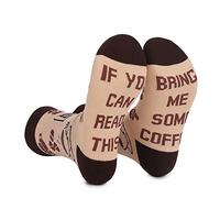Chaussettes Drôles Homme et Femme Chaussettes Fantaisie Coton Cadeau drôle Chaussette Rigolotes avec le mot If you can read this, bring me BACOG, POPCORN, TACOS, SUSHI, PIZZA, DONUTS (Coffee-1)