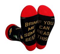 Chaussettes Drôles Homme et Femme Chaussettes Fantaisie Coton Cadeau drôle Chaussette Rigolotes avec le mot If you can read this, bring me BACOG, POPCORN, TACOS, SUSHI, PIZZA, DONUTS (Beer-1)