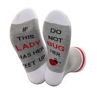 Chaussettes drôles Ladybug « If This Lady Has Her Feet Up Do Not Bug Her Ladybug » Cadeau pour femme, coccinelle, L