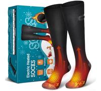 Chaussettes électriques avec module d'alimentation rechargeable, système de chaleur à trois niveaux, design tricoté sans couture, optimisées pour la mobilité et une distribution thermique constante (L