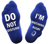 Chaussettes en coton avec inscription humoristique « Do Not Disturb I'm Watching Rugby » pour homme et femme - Bleu - Taille Unique