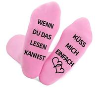 Chaussettes en coton avec inscription humoristique en caoutchouc imprimé lettres antidérapantes pour couple avec inscription « If You Read This Kiss », b, taille unique