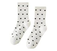 Chaussettes en forme de cœur | Blanc avec cœurs noirs | Chaussettes cadeaux pour lui | Taille unique 36-43, Blanc., 36-43