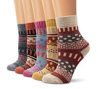 Chaussettes en laine, chaussettes femme Moliker chaussettes hiver vintage doux chaud pour hiver (5001), Multicolor, Taille unique-Lot de 5