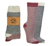 Chaussettes en laine d'alpaga à motif zigzag, 2 paires, chaussettes en tricot colorées avec talon renforcé, laine vierge et alpaga (FR/ES, Numérique, 39, 42, Taille normale, Taille normale, Mix-1)