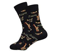 Chaussettes en laiton, cadeau d'orchestre, cadeau trompette, saxphone, cor français, cadeau de trombone, chaussettes de musique, cadeau pour professeur de musique. Taille 38-42, Noir , 5-8