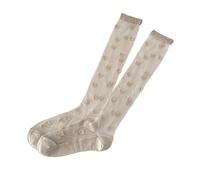 Chaussettes en Soie for Femme, Bas d'été Ultra-Fins, Transparents, en Nylon, Longs, imprimés cœurs(Heart-Khaki)