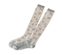 Chaussettes en Soie for Femme, Bas d'été Ultra-Fins, Transparents, en Nylon, Longs, imprimés cœurs(Heart-Light Gray)