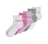 adidas Kids' Socquettes Linear (5 paires) Enfants, White/Pink Fusion/Bliss Lilac/Medium Grey He, 34-36