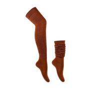 Chaussettes épaisses et allongées pour femmes, chaussettes colorées au-dessus du genou Rose Grande Taille