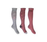 Chaussettes équitation enfant HKM Colorado (x3) Rouge 35/38
