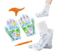 Chaussettes et gants de réflexologie, ensemble de chaussettes de réflexologie | Remède pour soulager les pieds pour le massage des pieds | Ensemble de massage avec remède pour le soulagement des pieds