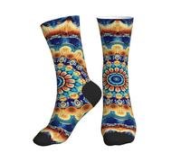 Chaussettes ethniques mandala mi-mollet pour femmes et hommes, style bohème, respirantes et avec soutien de la voûte plantaire, idéales pour la course, la randonnée, la salle de sport et le tennis. Pa