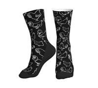 Chaussettes fantaisie amusantes pour femme et homme, poules, coq et mi-mollet, chaussettes de sport décontractées, Poulets, poules et coq, taille unique