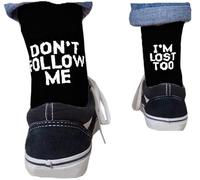 Chaussettes fantaisie avec inscription « Don't Follow Me I'm Lost Too», Noir , taille unique