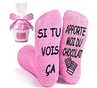 Chaussettes Fantaisie Chaudes Antidérapantes Femme 'Si Tu Vois Ça Apporte Moi Du Chocolat' - Chaussette Rigolote Humour, Idée Cadeau Noël Anniversaire, Taille 39-42