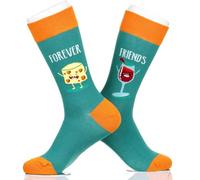 Chaussettes fantaisie colorées en coton - Unisexe - Motif famille, Amis du vin et du fromage, Small