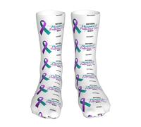 Chaussettes fantaisie en ruban violet et vert pour la sensibilisation aux soins palliatifs et aux soins palliatifs, chaussettes pour robe, cadeaux, décoration pour hommes, femmes, adolescents, voyages