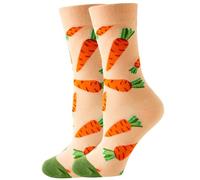 Chaussettes fantaisie gaufrées à la crème glacée pour femmes, hommes et adolescents - Chaussettes amusantes et décontractées avec imprimé de gâteaux en forme de beignets, Orange carotte, Taille unique