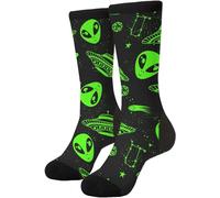 Chaussettes fantaisie motif mur graffiti hip-hop, Étoile extraterrestre OVNI, taille unique