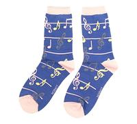 Chaussettes fantaisie pour femme avec clés de sol et notes de musique Bleu denim Taille unique