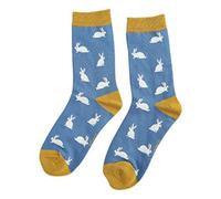 Chaussettes fantaisie pour femme Lapins sur fond bleu Taille unique