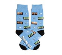 Chaussettes fantaisie pour homme et femme | Amusantes et originales | Coton brodé avec motifs rétro et modernes, Cassettes Bleu, 41-45