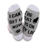 Chaussettes fantaisie pour propriétaire de chat avec inscription « I Can't Get Up Now The Cat Is On My Lap », On My LapCat, M
