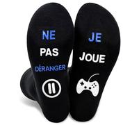 Chaussettes Fantaisie Unisexe Rigolotes Humour 39-46,Un Cadeau Original Pour,Anniversaire,Noël"Ne Pas Déranger,Je Joue Jeu (FR/ES, Numérique, 39, 46, Taille normale, Taille normale, Standard, Blue)