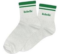 Chaussettes - Femme - Blanc avec paillettes avec bandes vert - Rebelle - Taille 36/42