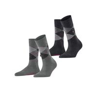 Burlington Chaussettes femme Everyday Argyle 3390 - So coton fantaisie - 2 paires Gris 36-41