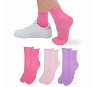 Chaussettes Femme Coton Sans Élastique 6 Paires Chaussettes Femme Courtes made in italy (FR/ES, Alpha/lettres, Taille unique, Taille normale, Taille normale, 520-3 paires ASS Pink)