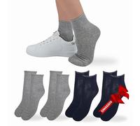 Chaussettes femme en coton 4 paires dont 1 gratuite made in italy (FR/ES, Alpha/lettres, Taille unique, Taille normale, Taille normale, 2 paires grises, 2 paires bleues - ASS 2)