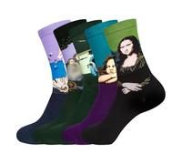 Chaussettes Femme Fantaisie Cotton avec un Motif Unique de Peinture à L'huile Rigolotes Cadeaux (FR/ES, Alpha/lettres, Taille unique, Taille normale, Taille Tall, Standard, Vert)
