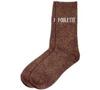 Chaussettes - Femme - Marron avec paillettes - Poulette - Taille 36/42 - Humour - Cadeau