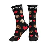 Chaussettes Femme Personnalisée Chaussette Personnalisé Photo,Chaussette Homme Humour Personnalisable Ajouter Couple,chien, chat, garçon ou fille photo du visage,cadeaux pour Noël la Saint-Valentin