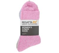 Regatta Femme Lot De 3 Paires Chaussettes Pour 48 Fois En Polyester Coton Mélange Couleurs Chinées, BrightBlushMarl, Sgl EU