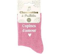 Chaussettes - Femme - Rose avec paillettes - Copine d'amour - Taille 36/42 - Humour - Cadeau