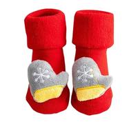 Chaussettes Fille 27-30 - De Noël Épaisses pour Enfants Rouges du Nouvel an pour Bébés À Terme en Coton Épais À Tube Moyen Automne Et Hiver (E S)