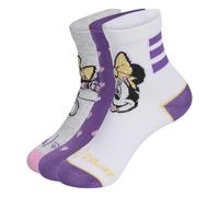 Adidas Chaussettes de sport Minnie Mouse – Lot de 3 – Jaune/Violet/Noir/Blanc – Taille 28-30