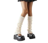 Chaussettes froncées en Tricot épais de Couleur Unie pour Femmes, Style Bordure en Dentelle Fille Arlequin