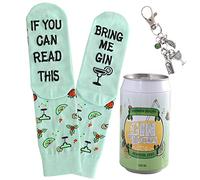 Chaussettes Gin EN (39-45) avec porte-clés Gin dans une boîte design, cadeaux pour femmes et hommes, If you can read this, bring me gin, cadeau d'anniversaire (vert)