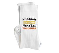 Chaussettes handball un jour handball toujours | Socks | Taille 41-45 | Idée Chaussettes Personnalisées Cadeau Fête Original Famille Travail Départ Collègue Retraite Noël.