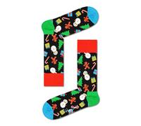 Happy Socks Chaussettes Big Dot Snowman Pack de 2 – colorées, unisexe – Rouge-Blanc-Vert (36-40)