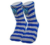 Chaussettes Harry Potter - Doublure en fausse fourrure antidérapante chaude et confortable - Maison de Poudlard, Bleu/argenté, Taille unique