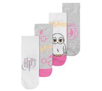 Chaussettes Harry Potter pour femmes - Chaussettes sneaker femmes Hedwig Voie 9 3/4 Gris/Rose (lot de 4), gris/rose, 39-42