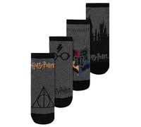 Harry Potter Lot de 4 paires de chaussettes de sport pour homme Poudlard Gris/noir, gris/noir, 39-42