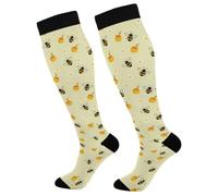 Chaussettes Haute Fleur D'Abeille Femmes Bas De Compressione 50Cm | Cyclisme Calze A Compressione Course Chaussette De Compression Pour Varices Gym Infirmiers