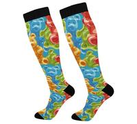 Chaussettes Haute Motif Avec Des Oursons Gélifiés Colorés Chaussette 50CM | Chaussette De Compression Course Chaussette Respirant Pour Gym Varices Entraînement